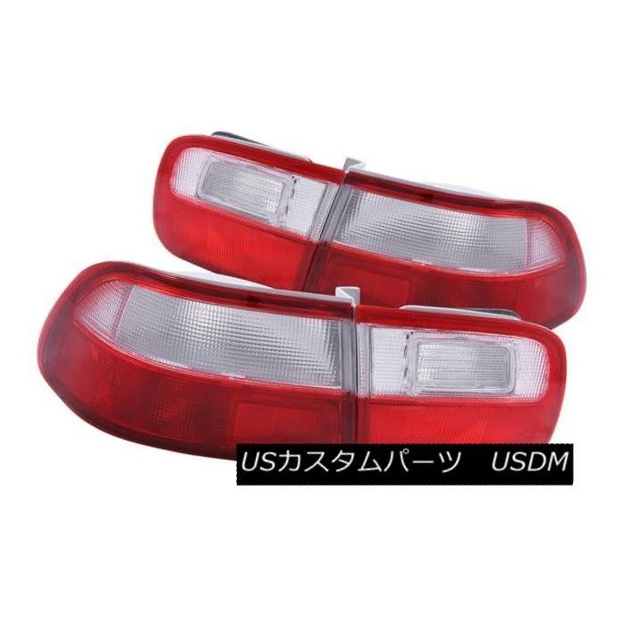 テールライト ANZO 221221 Honda Civic 1992-1995用2枚のレッド/クリアレンズテールライトセット ANZO 221221
