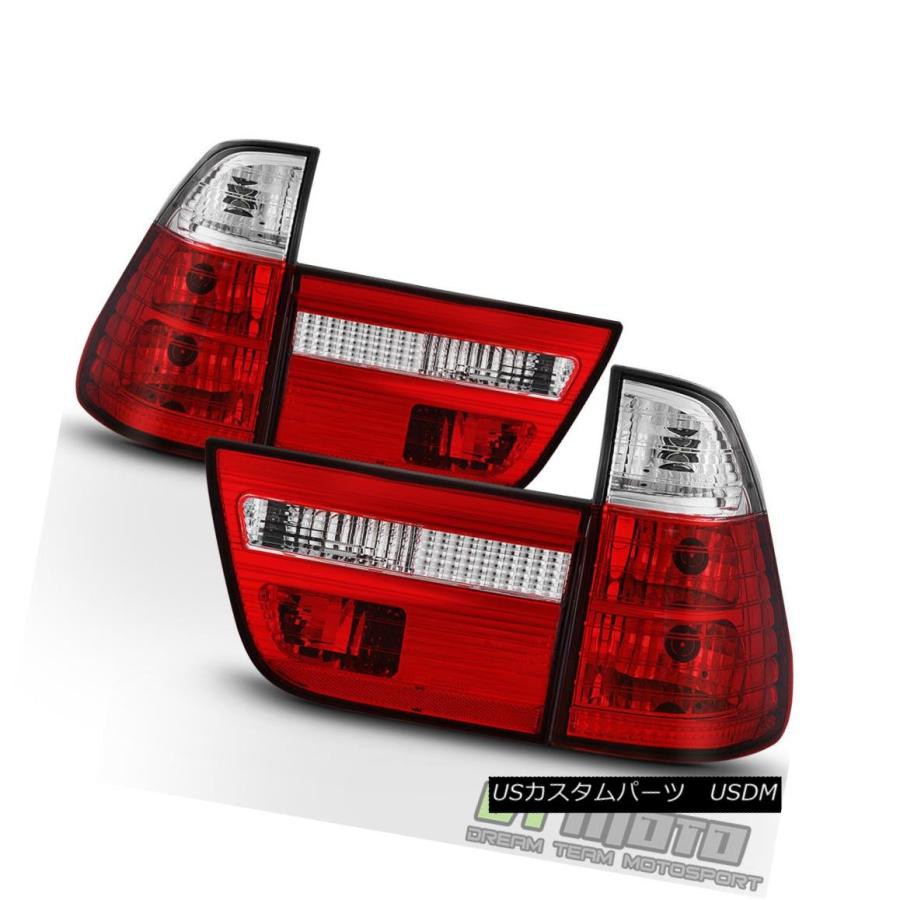 テールライト 2000-2006 BMW E53 X5レッドクリアテールライトブレーキランプ左+右00-06 4本セット 2000-2006 BMWの画像