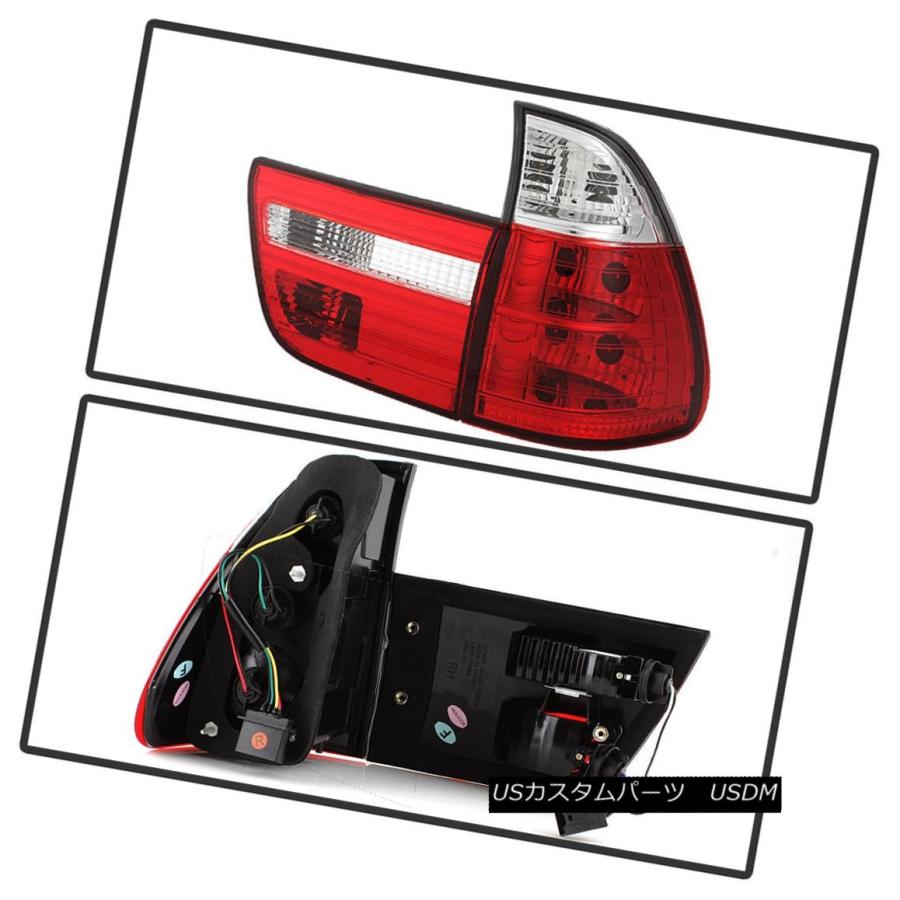 テールライト 2000-2006 BMW E53 X5レッドクリアテールライトブレーキランプ左+右00-06 4本セット 2000-2006 BMWの画像