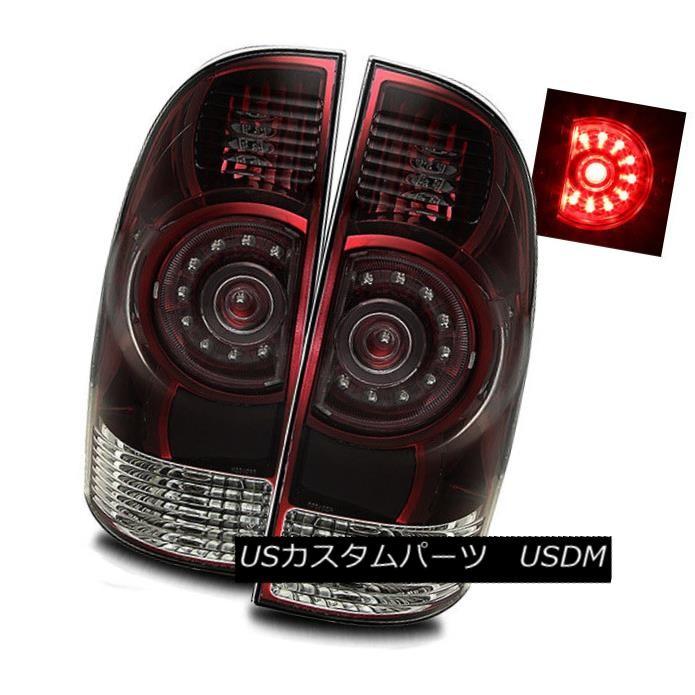 テールライト 05-15トヨタタコマ用ダークレッド/クリアLH / RH LEDテールライトリアブレーキランプ For 05-15 Toyota Ta