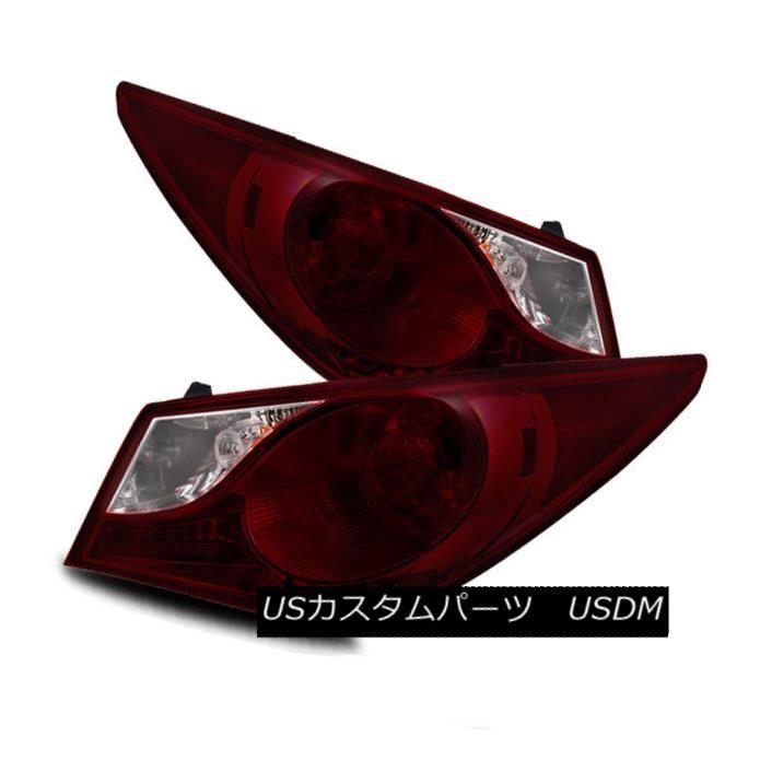 テールライト 11-13ソナタ用ダークレッド/クリア左/右テールライトリアブレーキランプアセンブリ For 11-13 Sonata Dark Red