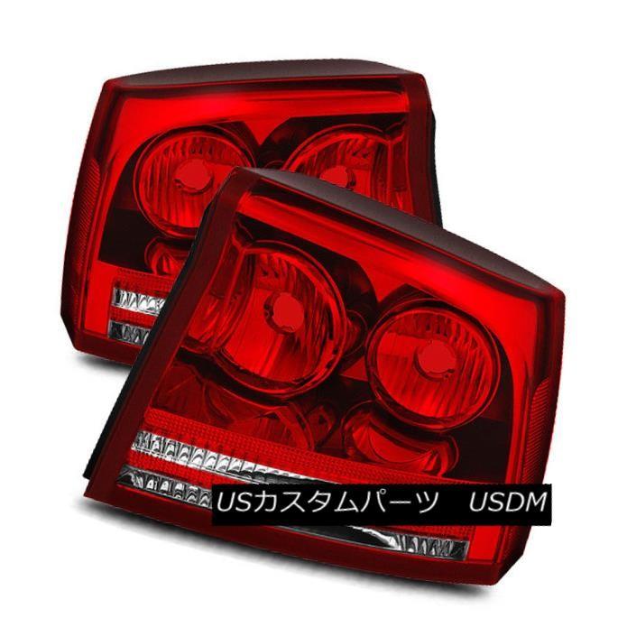 テールライト 06-08ダッジチャージャーレッドクリア左/右テールライトリアブレーキランプセット For 06-08 Dodge Charger Re