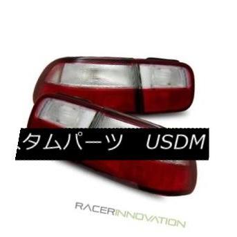 テールライト 92-95ホンダシビックEG 2 / 4DRクーペ/セダンJDMレッドクリアテールライトブレーキランプ For 92-95 Honda