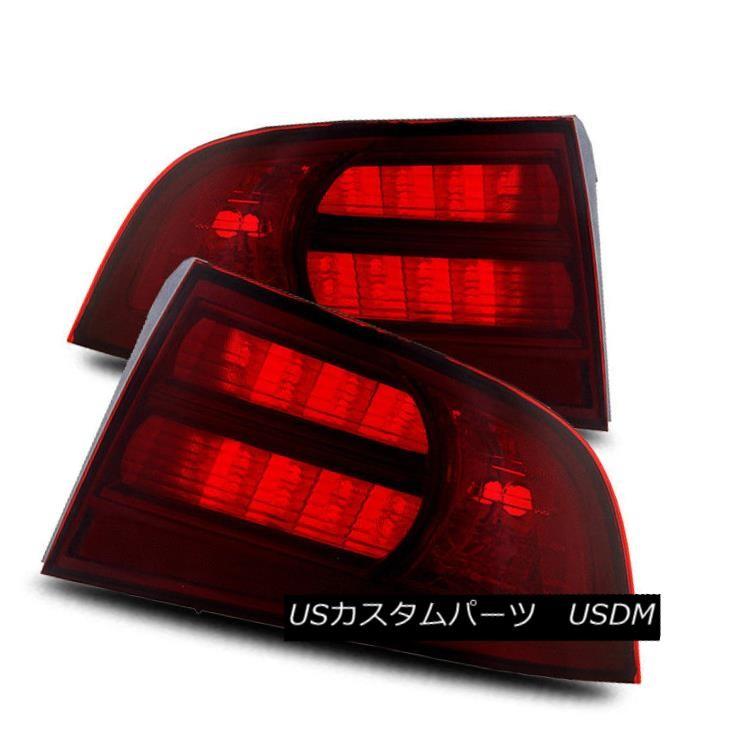 テールライト 04-08用アキュラTLダークレッド左/右テールライトリアブレーキランプ組立セット For 04-08 Acura TL Dark Re