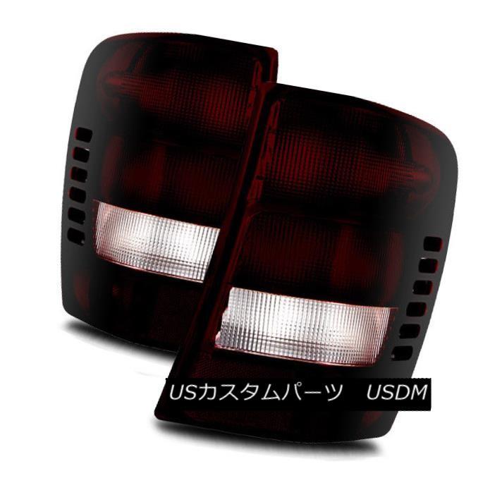 テールライト 99-04ジープグランドチェロキーダークレッド/クリアLH / RHテールライトリアブレーキランプ For 99-04 Jeep Gra