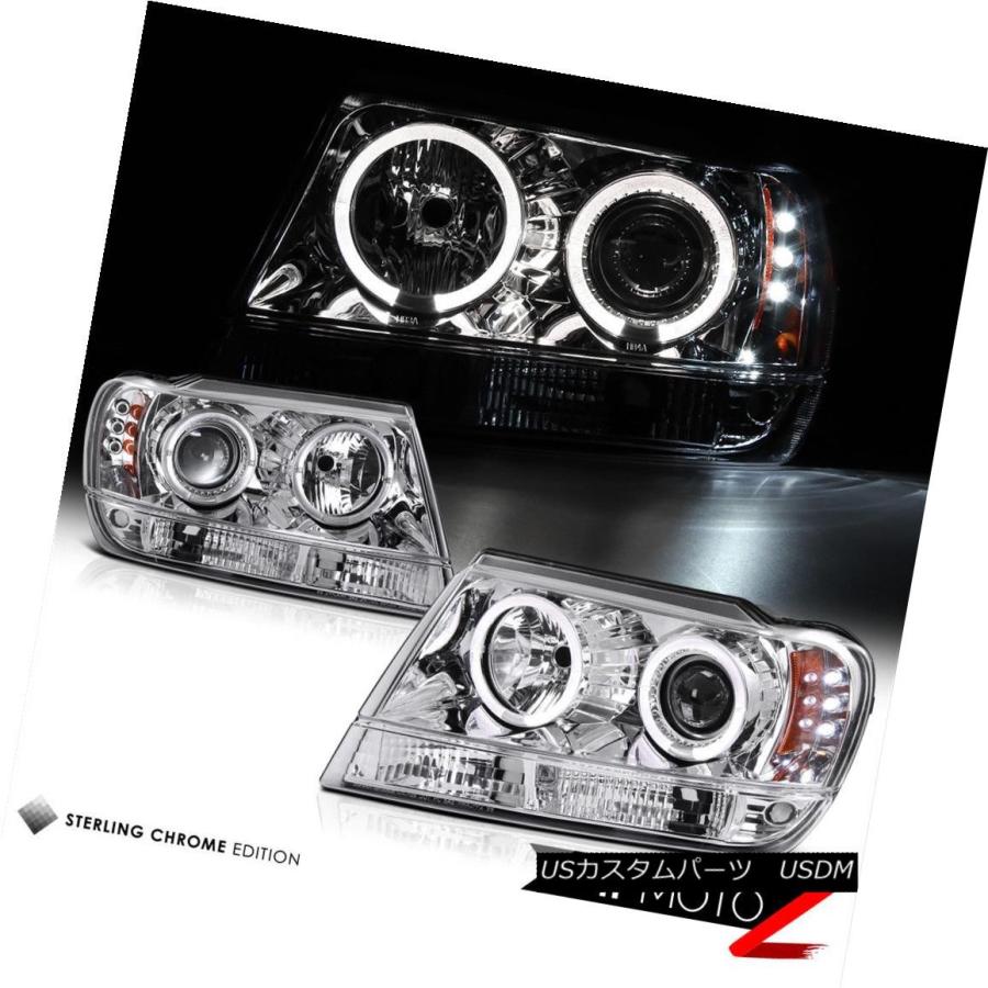 テールライト 99-04 GRAND CHEROKEE WG WJハロープロジェクタークロームヘッドランプ+ BLACK LEDテールライト 99-0の画像