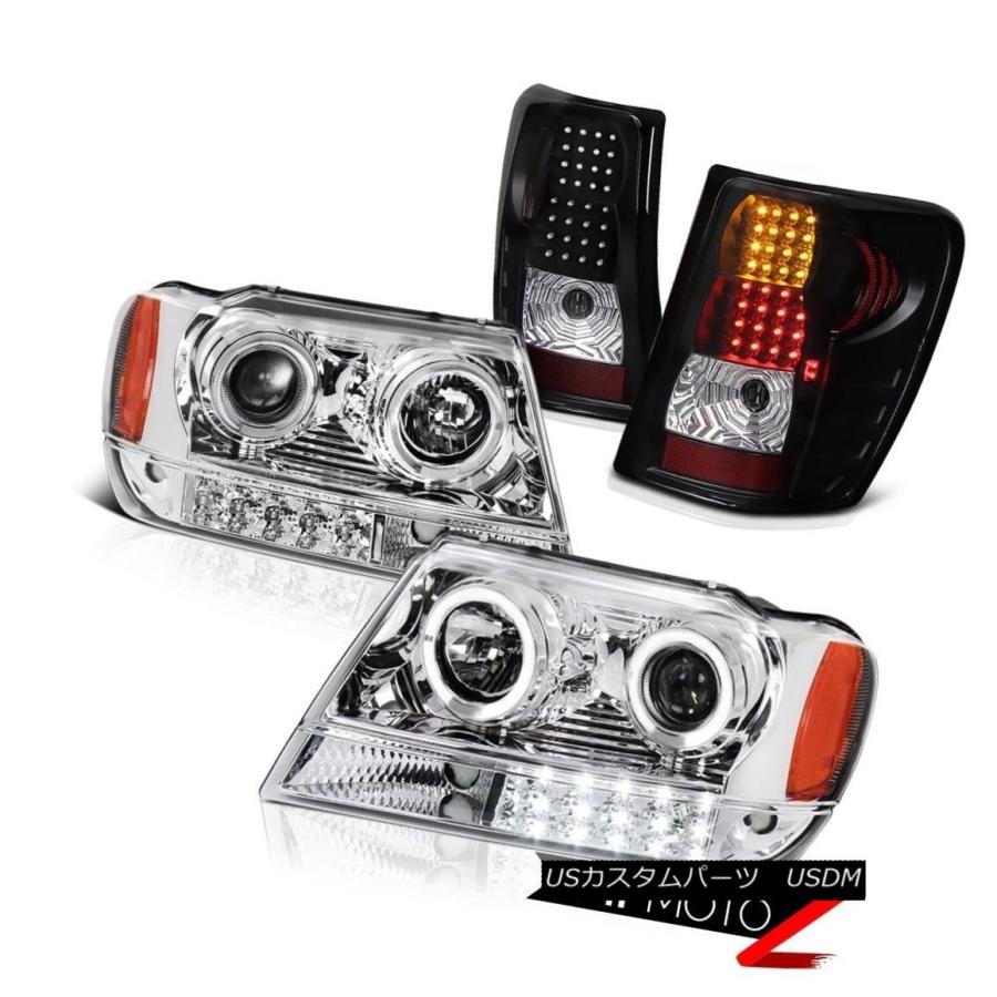 テールランプ ジープラレードWJ運動競技WJクロムハロープロジェクターヘッドライト+ LEDテールライトブレーキランプ JEEP LERADO WG