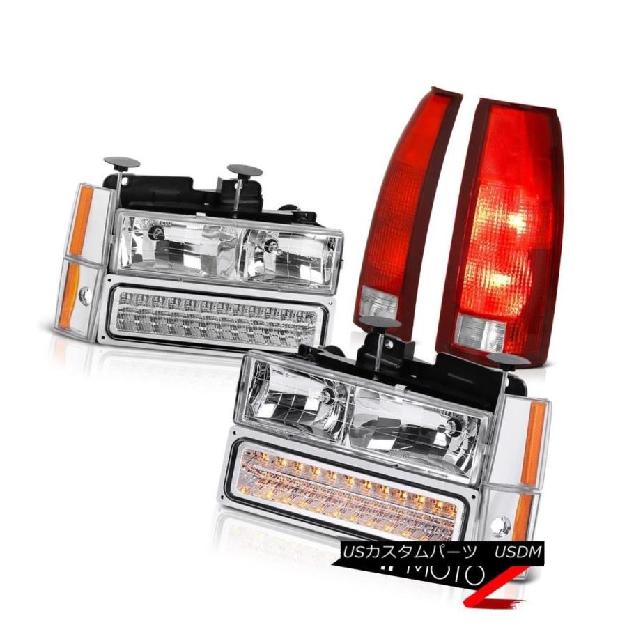 テールライト 88-93 Silverado 3500レッドテールブレーキライトユーロクリアヘッドライトバンパーコーナー 88-93 Silverad