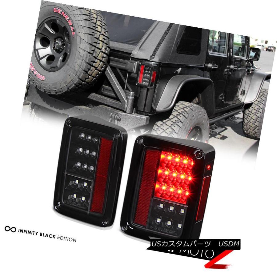 テールライト 2007-2018 Jeep Wrangler JK Black LEDリアシグナルリバーステールライトブレーキランプ 2007-201