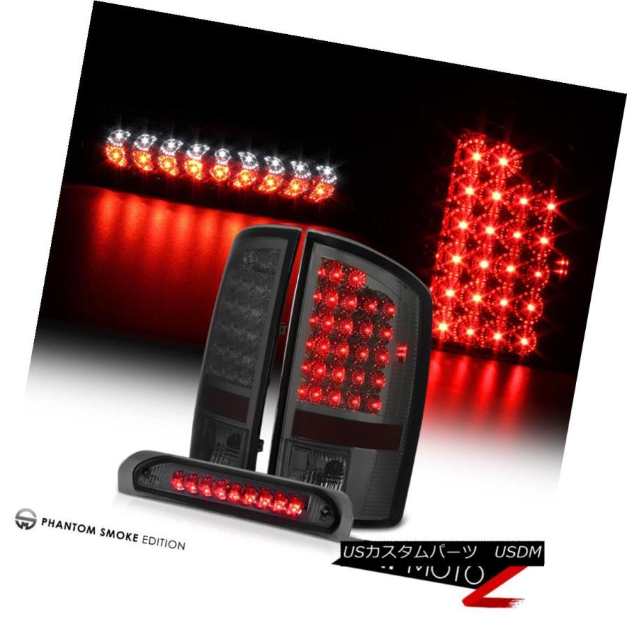 テールライト 02-06ダッジラムスモークティントSMD LEDテールライト+ CHMSLセンターカーゴ第3ブレーキランプ 02-06 Dodge R