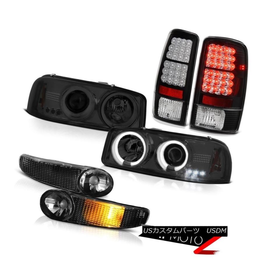 テールライト CCFL DRL Haloヘッドライトブラックバンパーシグナルマットテールライト00-06ユーコン Tinted CCFL DRL Ha