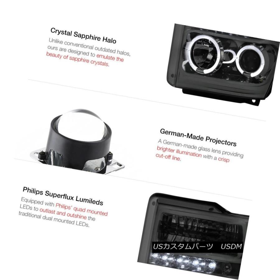 テールライト 08-10フォードF250パワーストロークXLペアスモークハローLEDヘッドライトブライトテールライト 08-10 Ford F250の画像