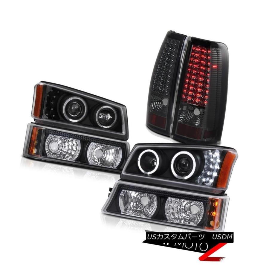 テールライト ブラックヘッドライトプロジェクターバンパーランプ03-06 Chevy SilveradoテールライトLED Tint Black He