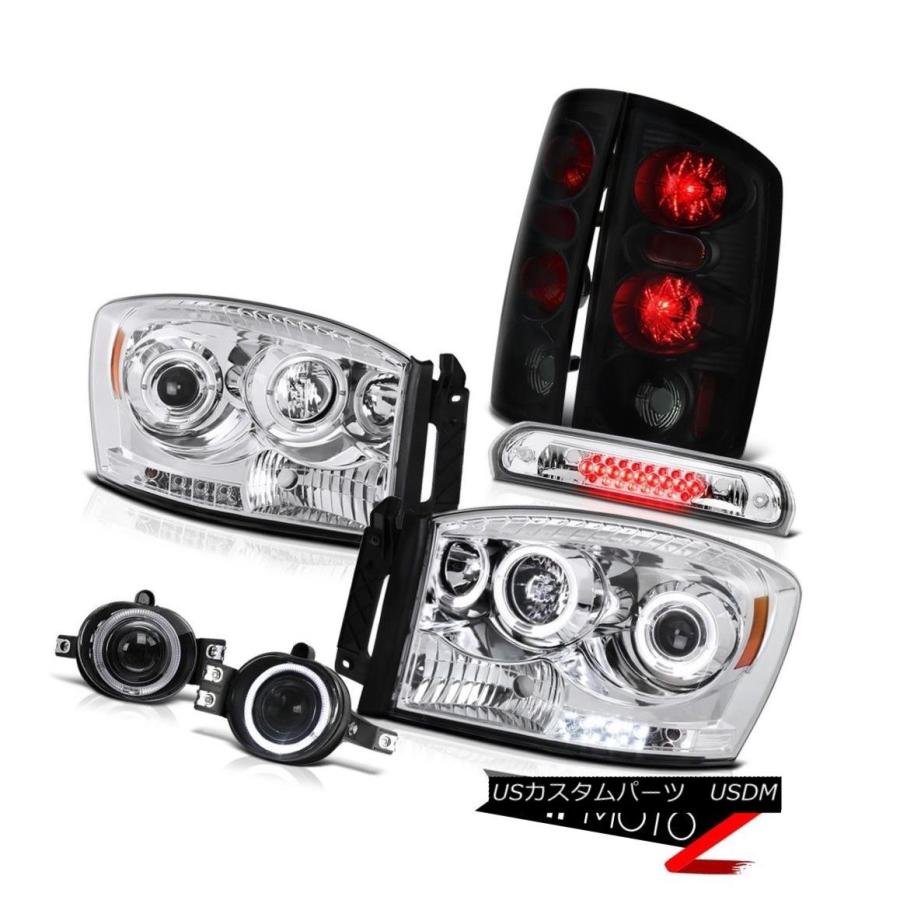 テールライト ヘッドランプSinister Blackリアテールライトバンパーフォグ3rd LED 06 Dodge Ram SRT-10 Headl