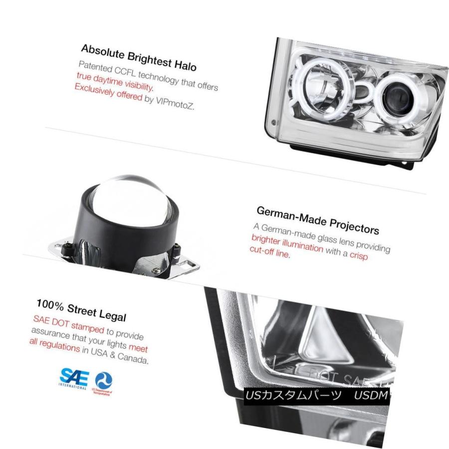 テールライト 08-10 Ford F250 F350 CCFL Halo AngelヘッドライトブラックブレーキLEDテールライト 08-10 Foの画像