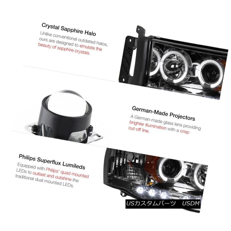 テールライト 2002-2005 Dodge Ram 1500 2500 3500 Smoke Halo LEDヘッドライト第3ブレーキランプ 200の画像