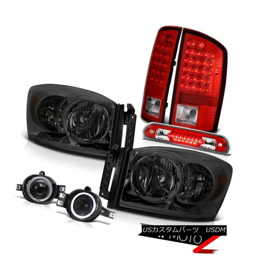 テールライト 2007-2008 Ram V8ダークスモークヘッドランプLEDテールライトレッドプロジェクターフォグ3rdブレーキ 2007-2008