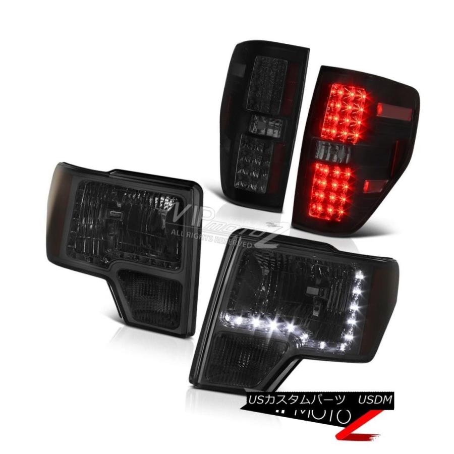 テールライト \"チャコールブラック\" DRLデュアルヘイロープロジェクターヘッドライトLEDテールランプPAIR 09-14 F150 \"Charco