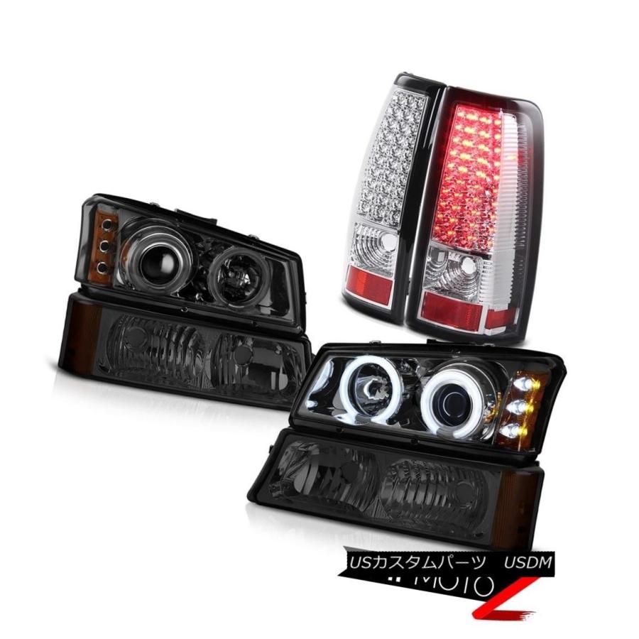 テールライト デュアルCCFL Haloヘッドライトスモークバンパークロームテールランプ2003-2006 Silverado 1500 Dual C