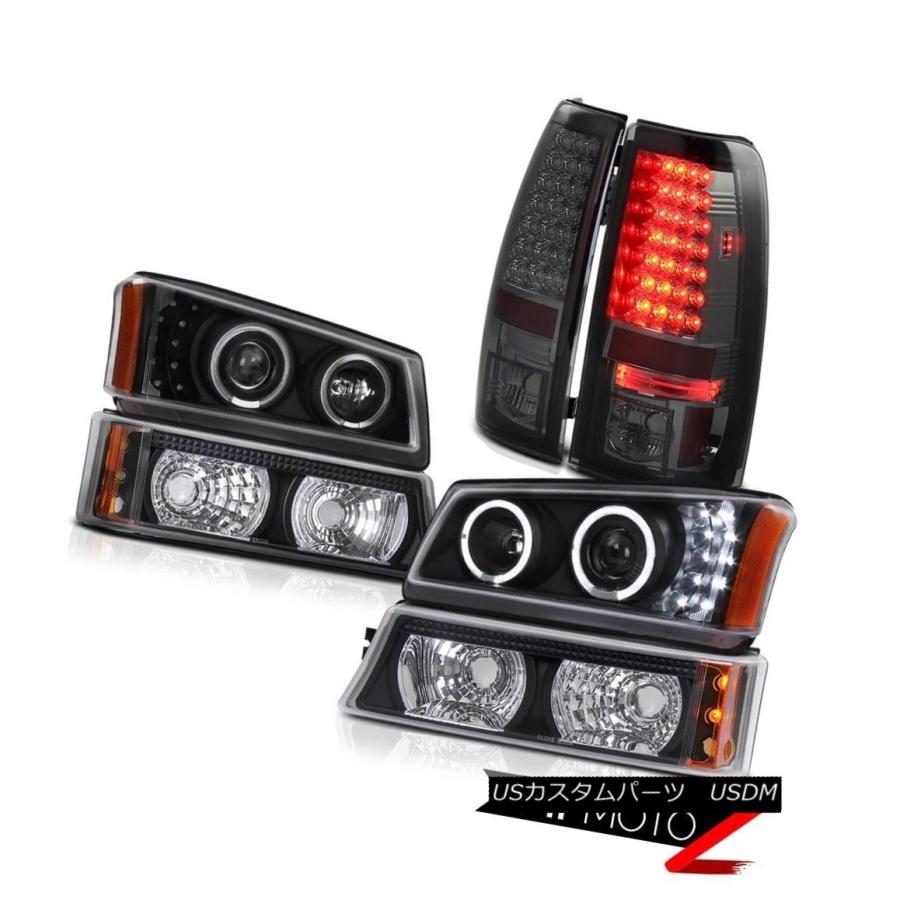 テールライト LEDハローヘッドライトクリスタルバンパーランプ03 04 Silverado 3500HD信号ブレーキテール LED Halo Hea