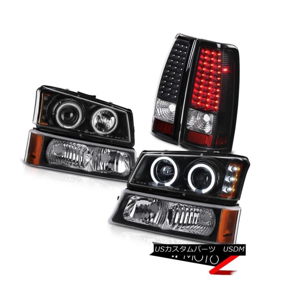 テールライト ブラックエンジェルアイプロジェクターヘッドライトバンパーLED Taillamp 03 04 05 06 Silverado WT Bl