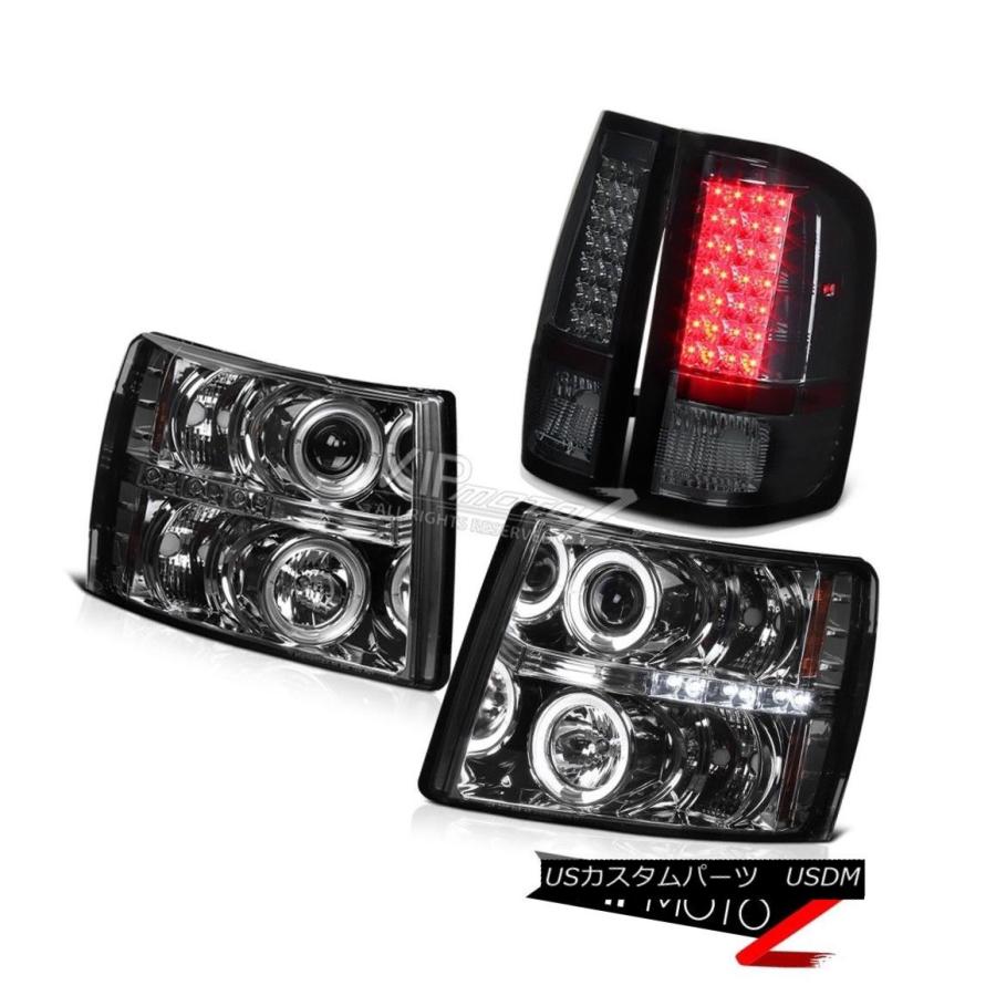 テールライト 4PC Chevy Silverado 2007-2014 GMT煙プロジェクターヘッドライトLED Haloテールランプ 4PC Ch