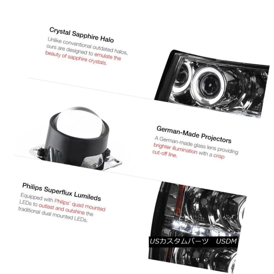 テールライト 4PC Chevy Silverado 2007-2014 GMT煙プロジェクターヘッドライトLED Haloテールランプ 4PC Chの画像