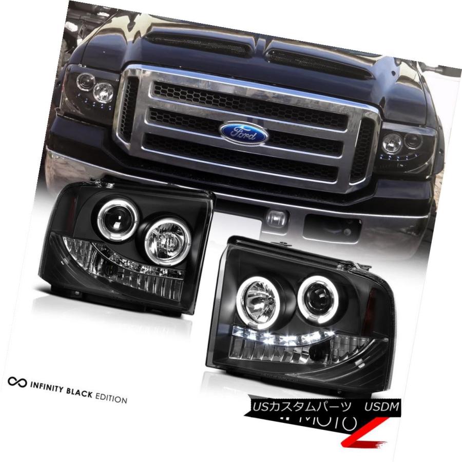 テールライト ブラックDRLプロジェクターヘッドライトLED球根テールランプユーロサードブレーキ05-07 F350 XL Black DRL Proの画像