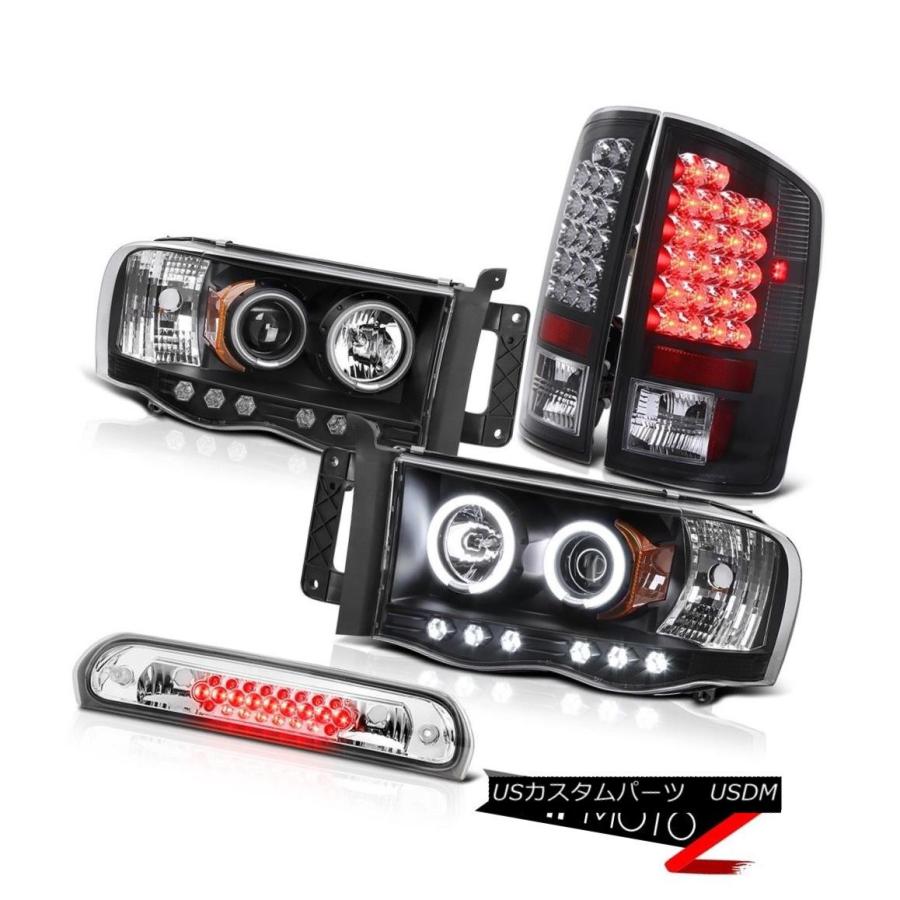 テールライト ブラックCCFLハローヘッドライトLED電球テールランプルーフストップクリア2002-05 Ram 2500 Black CCFL Ha