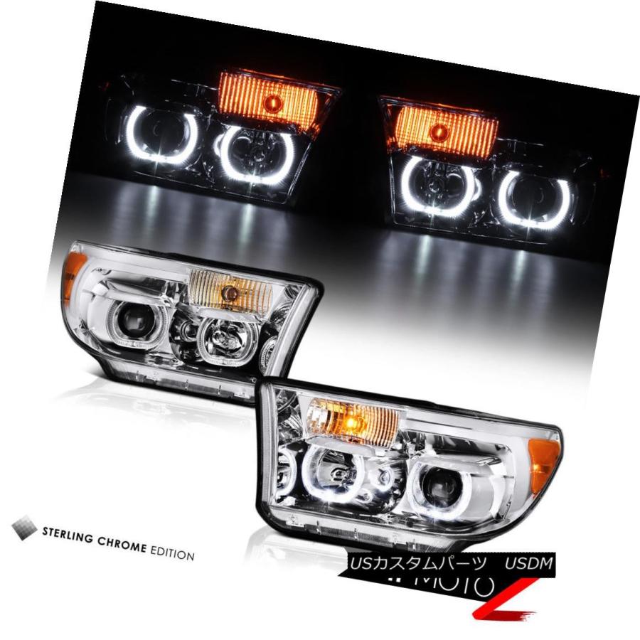 テールライト 2007-2013 Toyota Tundra SR5クロームテールライトヘッドランプSMD Halo Ringデュアルヘイロー 200の画像