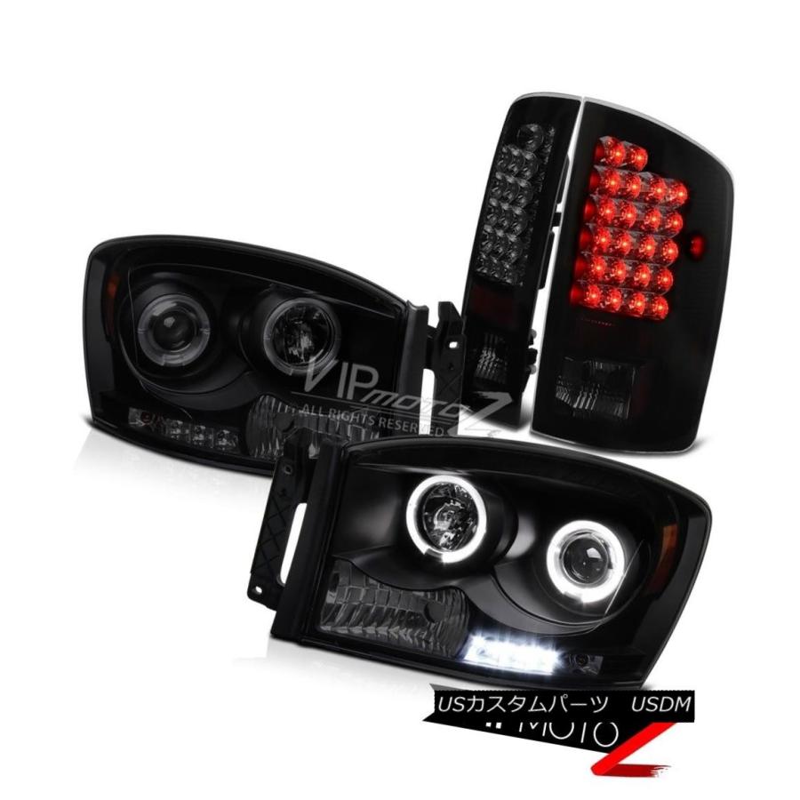 テールライト 2007-2008 Dodge Ram「SINISTER BLACK」スモークハローLED D.R.Lヘッドライトテールランプ 2007