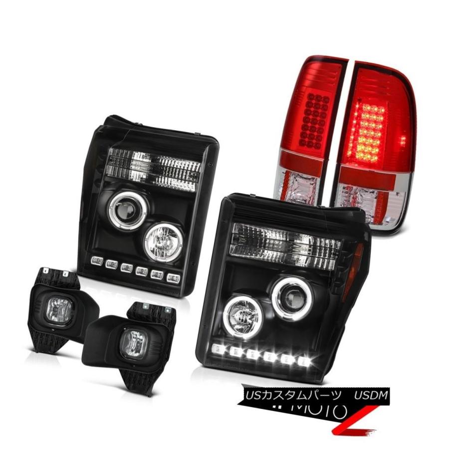 テールランプ 2011-2016 F350 6.7L Foglights Rossoレッドテールライトブラックプロジェクターヘッドランプ 2011-2 ライト、レンズ-車、バイク、自転車