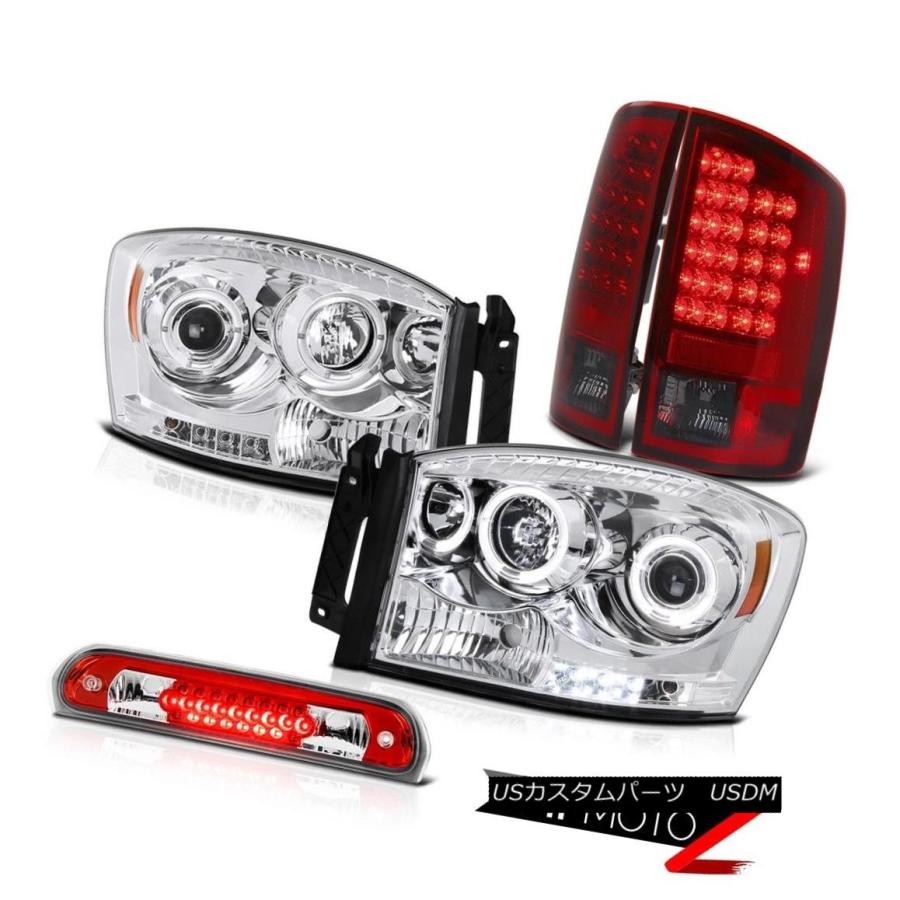 テールライト クロームLEDヘッドライトチェリーレッドテールライト3rdブレーキ2007-2008ドッジラム3500 Chrome LED Headl｜usdm