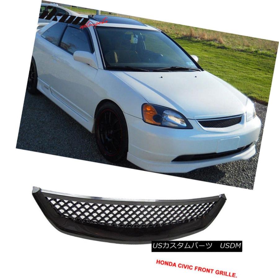 USグリル フィット01-03ホンダシビックT-R T-RブラックABS USグリル フィット01-03ホンダシビックT-R T-RブラックABS