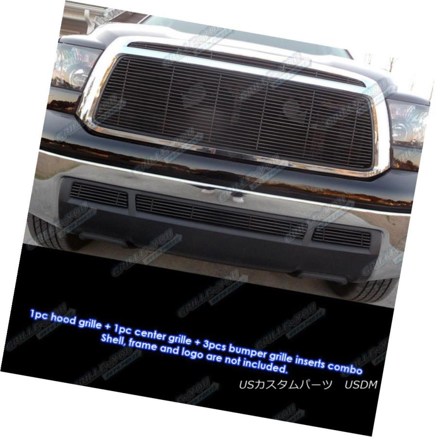 USグリル フィット2010-2013トヨタトンドラブラックビレットグリルグリルインサートコンボ Fits 2010-2013 Toyota Tund