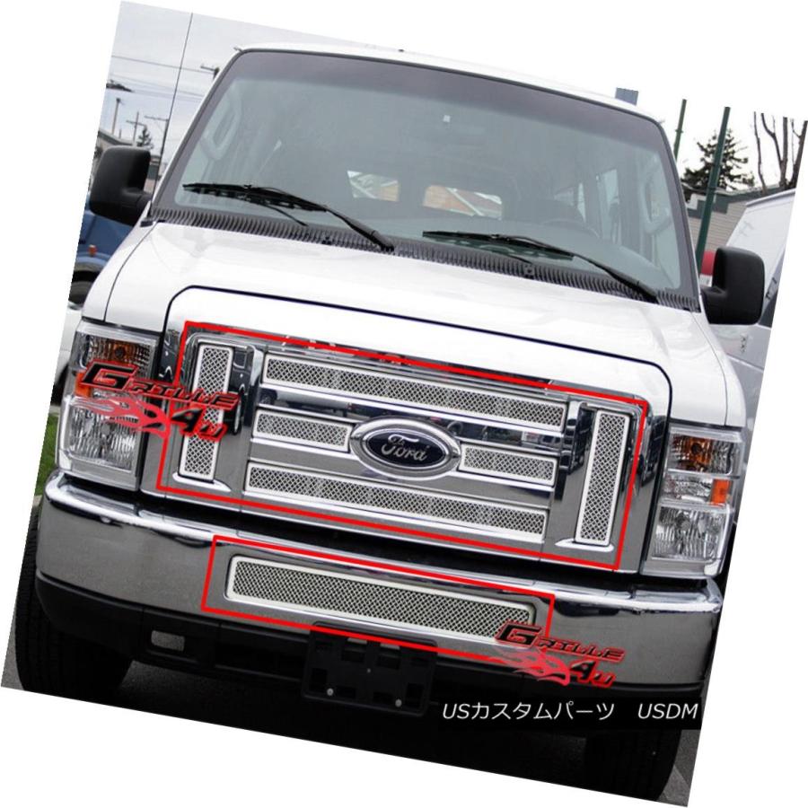 USグリル Custom Fits 08-2011 Ford Econoline Van / Eシリーズメッシュグリルコンボ Custom Fits