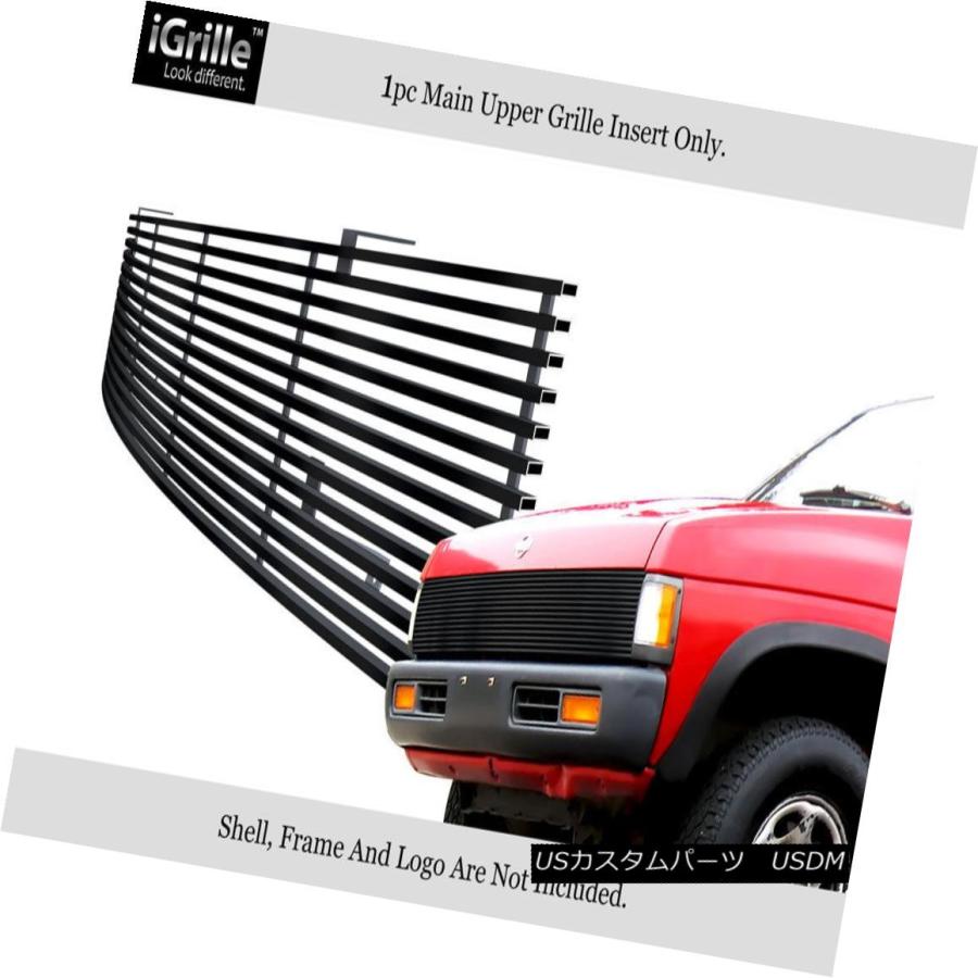 USグリル フィット86-97日産ピックアップファントムブラックステンレススチールビレットグリルインサート Fits 86-97 Nissan Pi