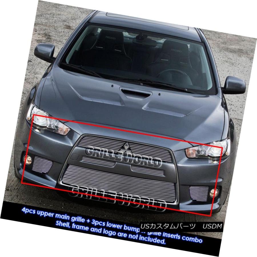USグリル 10-14三菱ランサーエボリューションビレットグリルコンボ用 For 10-14 Mitsubishi Lancer Evolution