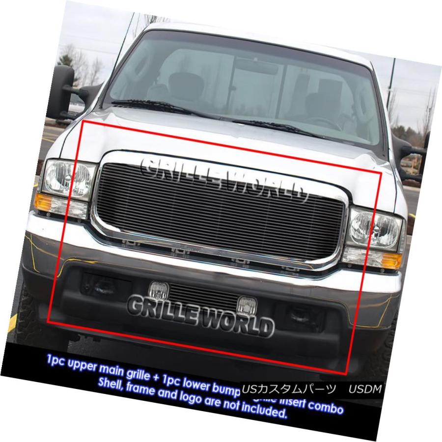 USグリル Fit 99-04 Ford F-250スーパーデューティ/エクスカーションブラックビレットグリルグリルコンボインサート Fit 99-