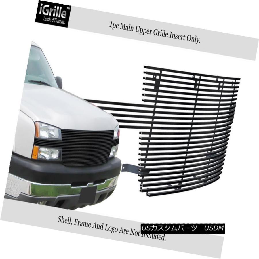 USグリル フィット05-06 Chevy Silverado 2500/3500フルフェイスブラックステンレスビレットグリル Fits 05-06