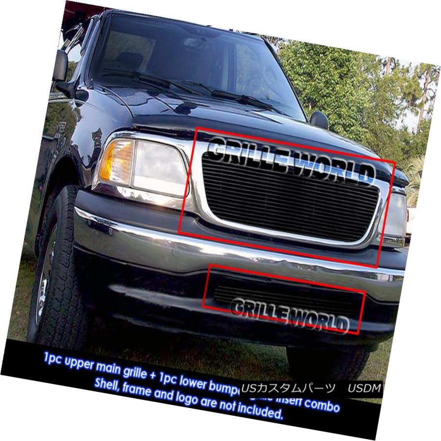 USグリル 99-03フォードF-150バースタイル2WDブラックビレットグリルセット For 99-03 Ford F-150 Bar Style