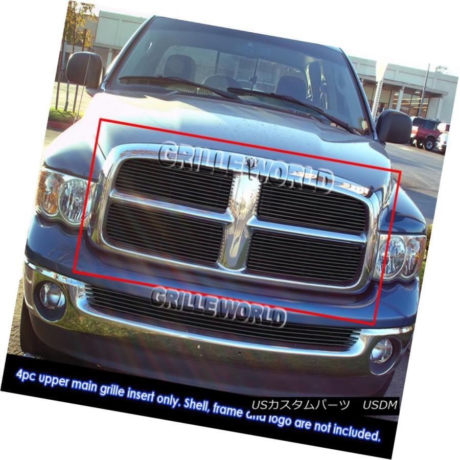 USグリル フィット2002-2005ダッジラムブラックビレットメインアッパーグリルインサート Fits 2002-2005 Dodge Ram B