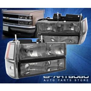 USコーナーライト 94-98 Chevy Ck Silverado C / Kピックアップ8Pcスモークヘッドライト+ Cor <wbr> ner