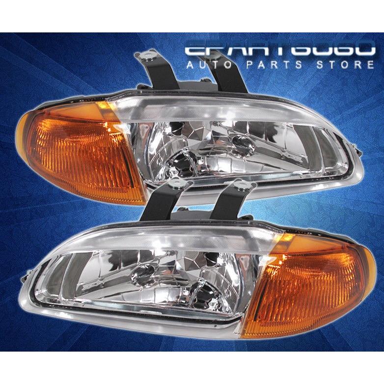 USコーナーライト 92-95ホンダシビックEGカップルクロムアンバーコーナーヘッド+ FOGクリアライトアセンブリ 92-95 HONDA CIVI