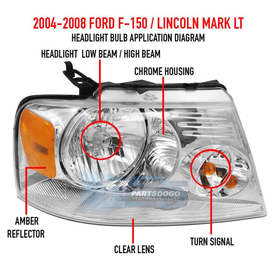 USコーナーライト 04-08 F150 F-150 8つのLEDのフォグランプとクロームアンバークリスタルヘッドライトをピックアップ 04-08 F