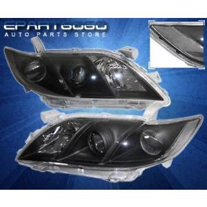 USコーナーライト ブラックハウジングクリーンプロジェクターヘッドライトペアSele Xle For 07-09 Toyota Camry Black