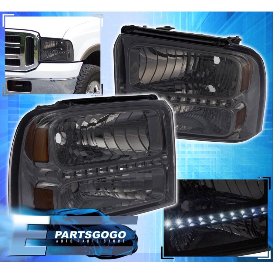 USコーナーライト 05-07 F250 F350 F450スーパーDuty 1pc直接交換Led Drlヘッドライトスモーク 05-07 F250
