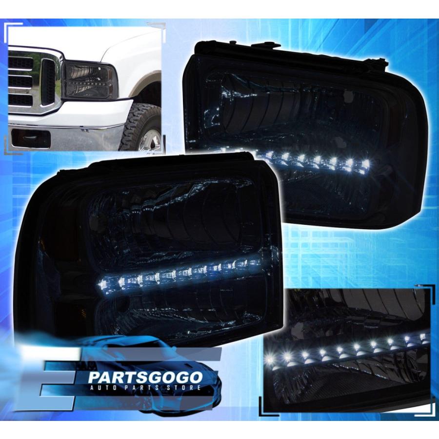 USコーナーライト 05-07 F250 F350 F450スーパーDuty 1pc直接交換Led Drlヘッドライトスモーク 05-07 F250