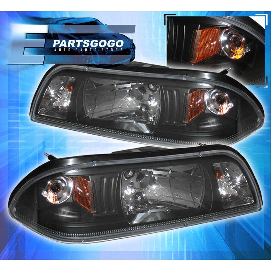 USコーナーライト 87-93フォードマスタングブラックアンバー1Pcヘッドライト8 LED 6000K DRLフォグランプ 87-93 Ford M