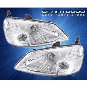 USコーナーライト 01-03ホンダシビック2/4ドアJDMクロムハウジングの交換ヘッドライトクリア 01-03 HONDA CIVIC 2/4 DO